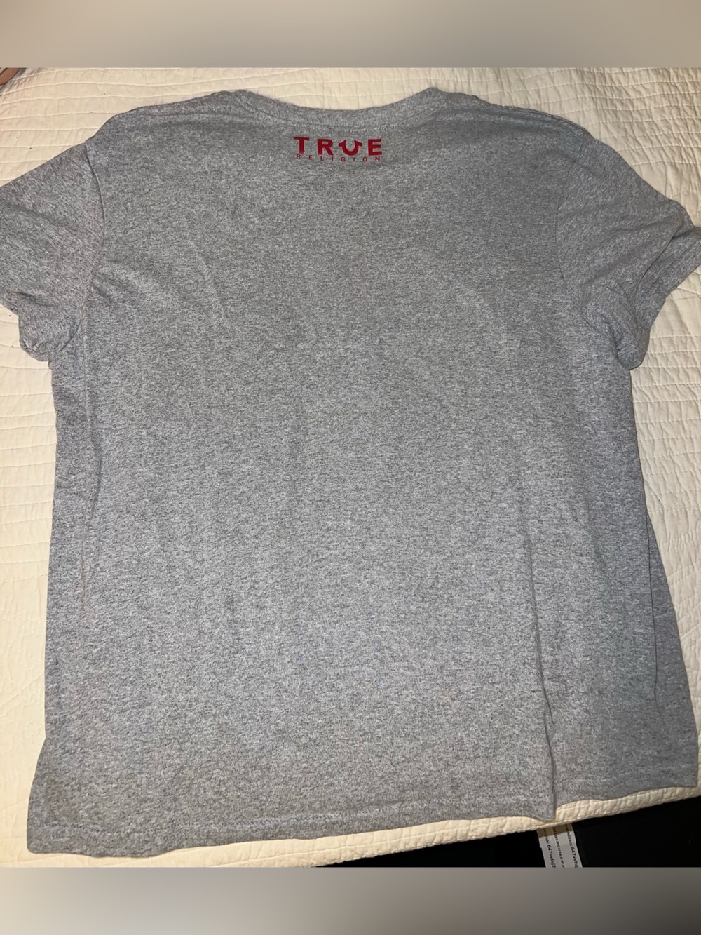 True Religion Heather Gray Tee with Red Logo - Picture 5 of 5